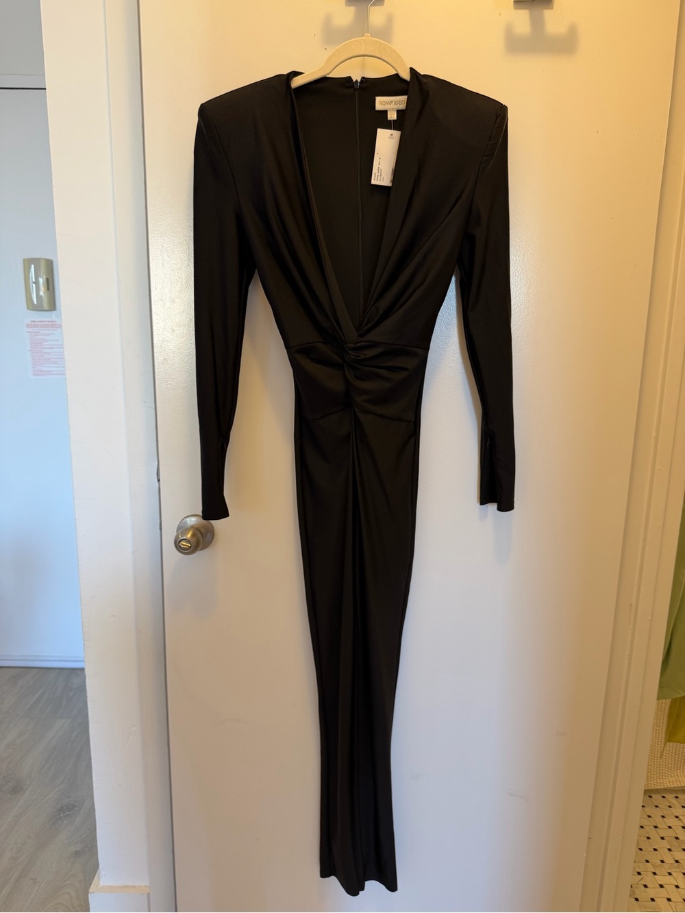 Ronny Kobo Collection Black Long-Sleeve Twist-Front Jumpsuit